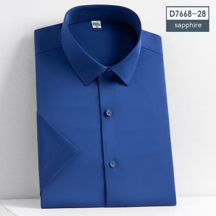 Non-Iron Short-Sleeved Stretch Shirt - Solid Color Men's Top
