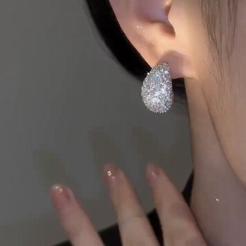 Exquisite Micro-Inlaid Zircon Water Drop Earrings - Fashion Jewelry for Women