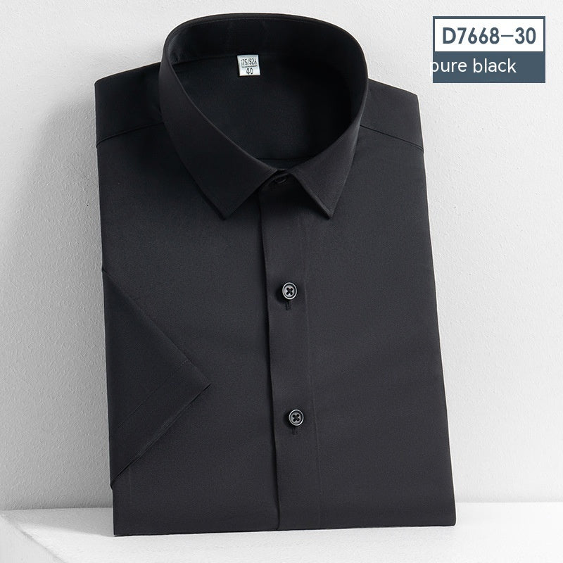 Non-Iron Short-Sleeved Stretch Shirt - Solid Color Men's Top