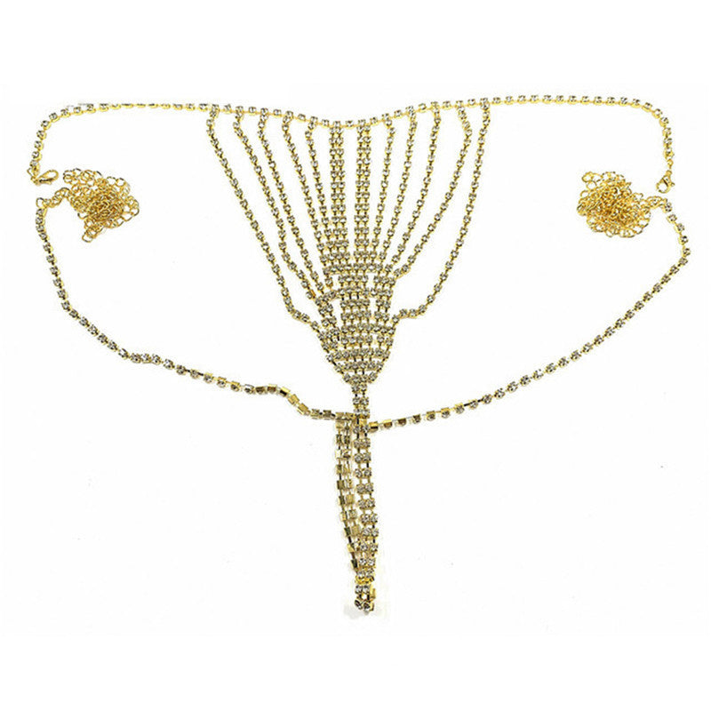 Woman Bikini Style Rhinestone Waist Chain Accessories