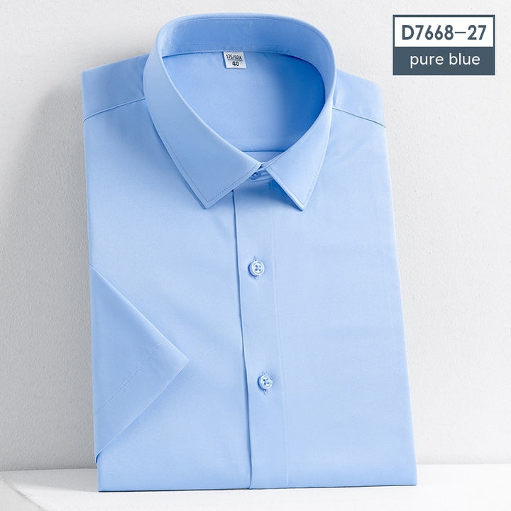Non-Iron Short-Sleeved Stretch Shirt - Solid Color Men's Top