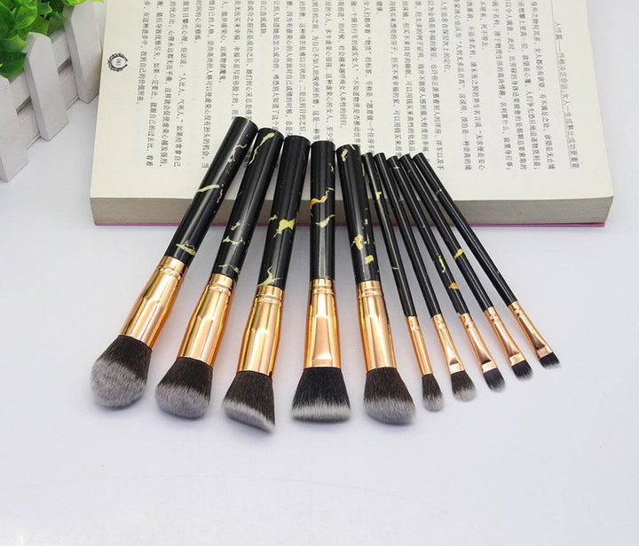 15 Marbled Design Makeup Brushes Set - Glow Goddess