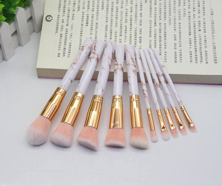 15 Marbled Design Makeup Brushes Set - Glow Goddess