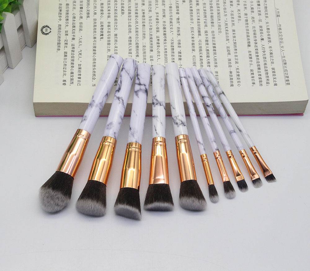 15 Marbled Design Makeup Brushes Set - Glow Goddess