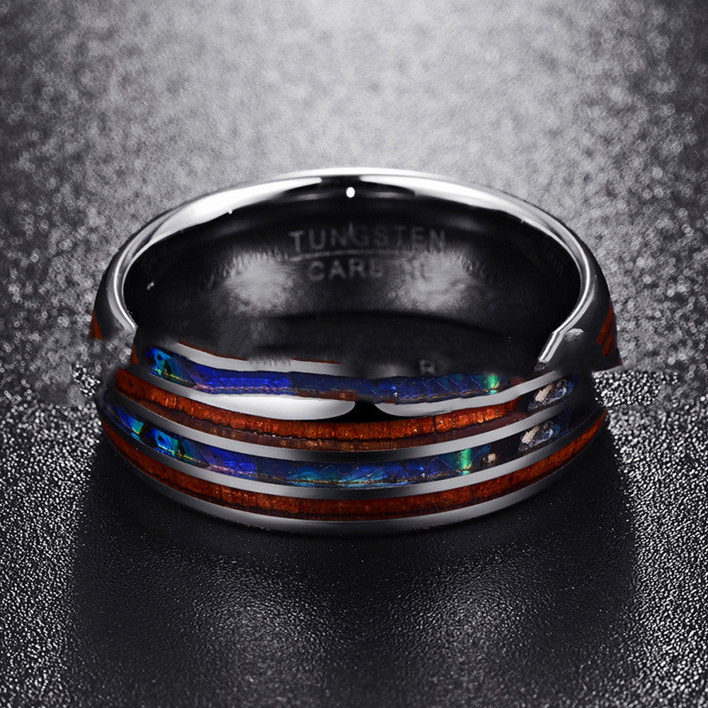 8Mm Inlaid Abalone Shell Tungsten Steel Ring