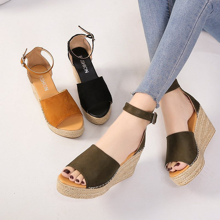 Female Buckle Fish Mouth High Heels