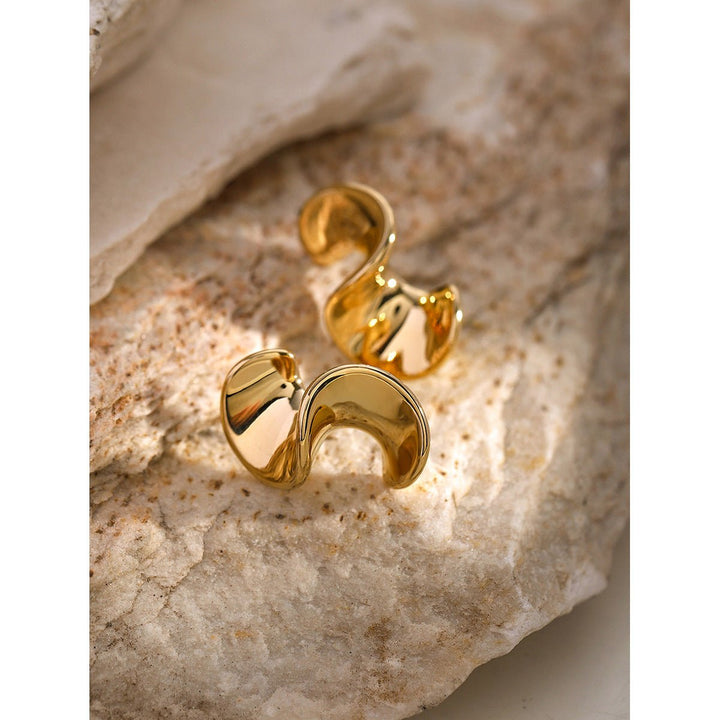 16K Gold Stainless Steel Gold Art Spiral Earrings - Glow Goddess