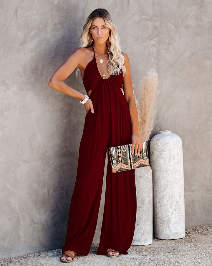 Summer Street Hipster Women's Solid Color U-neck Strap Backless Jumpsu
 Product information:
 
 Fabric name: Polyester Fiber (polyester)
 
 Fabric principal component content: 100%
 
 Color: black, wine red, navy blue
 
 Sleeve length: