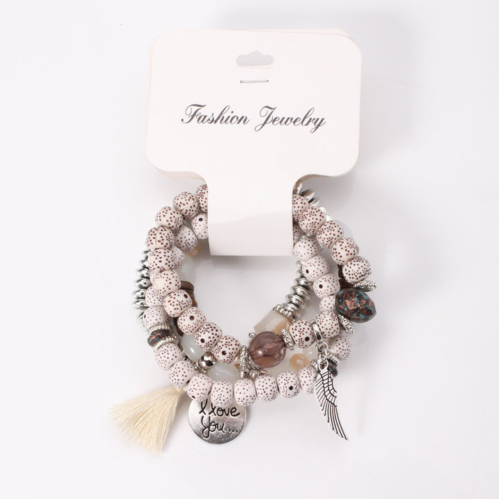 Fashion Multilayer Crystal Lava Stone Beads Wing Tassel Bracelets & Bangles Pulseras Mujer Jewelry For Women Gift