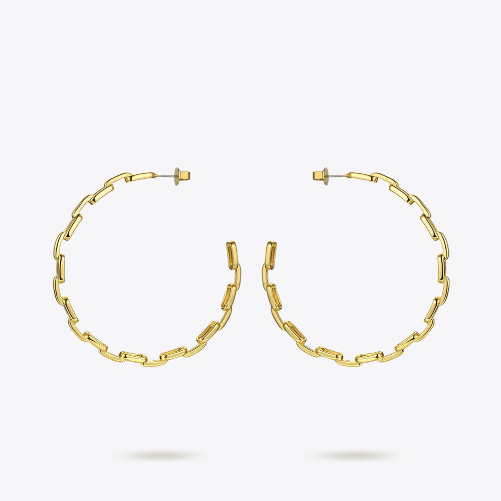 18K Gold Plated Brass Statement Chain Stud Earrings - Glow Goddess