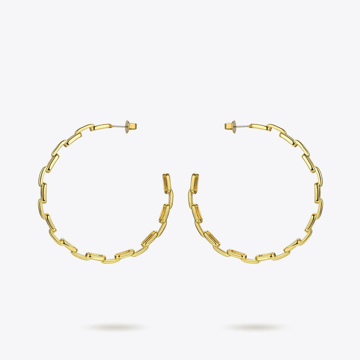 18K Gold Plated Brass Statement Chain Stud Earrings - Glow Goddess