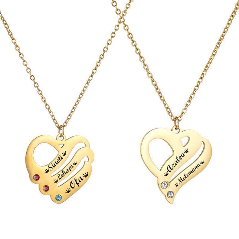18k Gold Stainless Steel Heart - shaped Pendant Necklace For Women In Europe And America - Glow Goddess