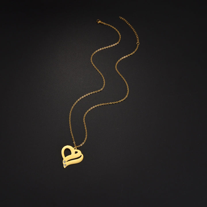 18k Gold Stainless Steel Heart - shaped Pendant Necklace For Women In Europe And America - Glow Goddess
