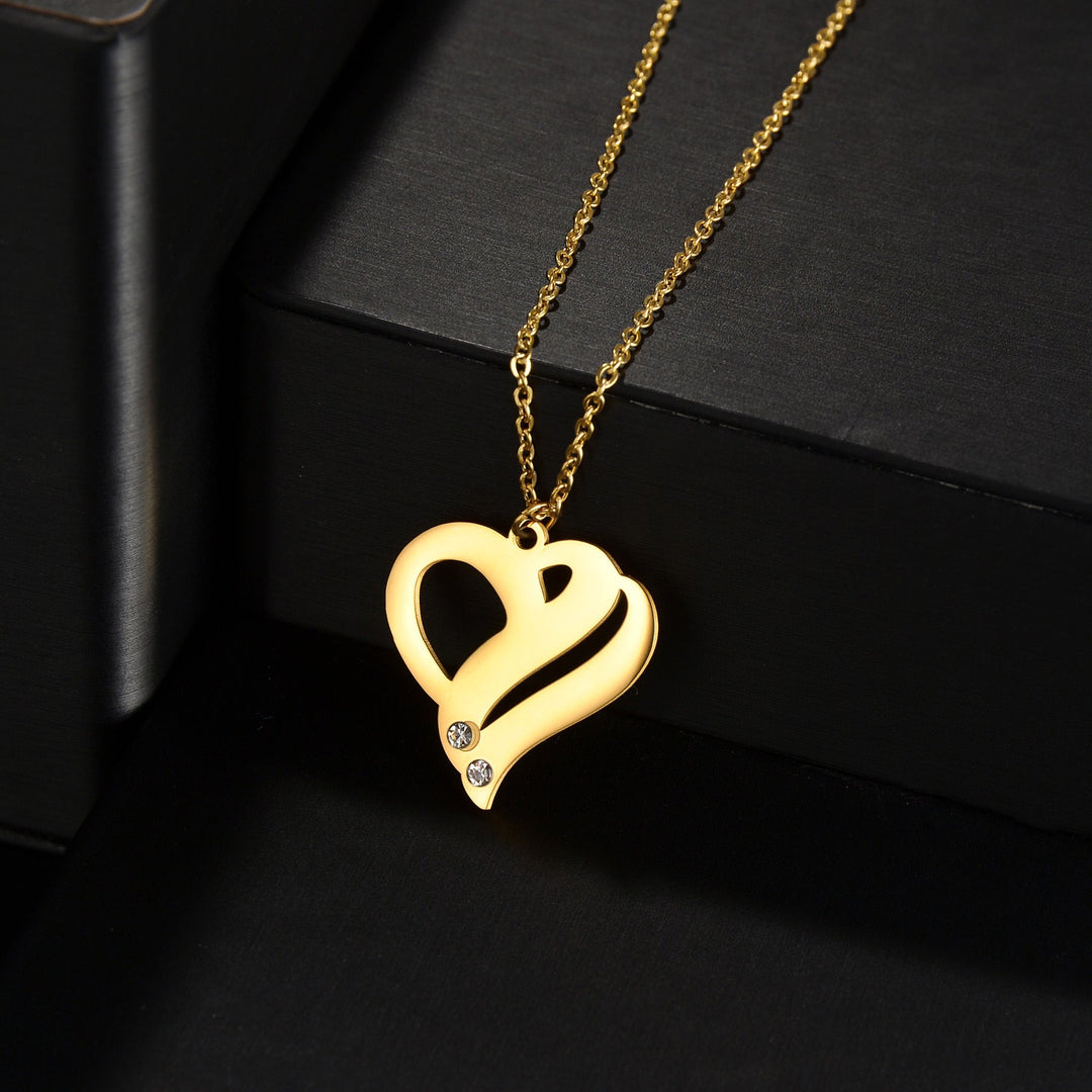 18k Gold Stainless Steel Heart - shaped Pendant Necklace For Women In Europe And America - Glow Goddess