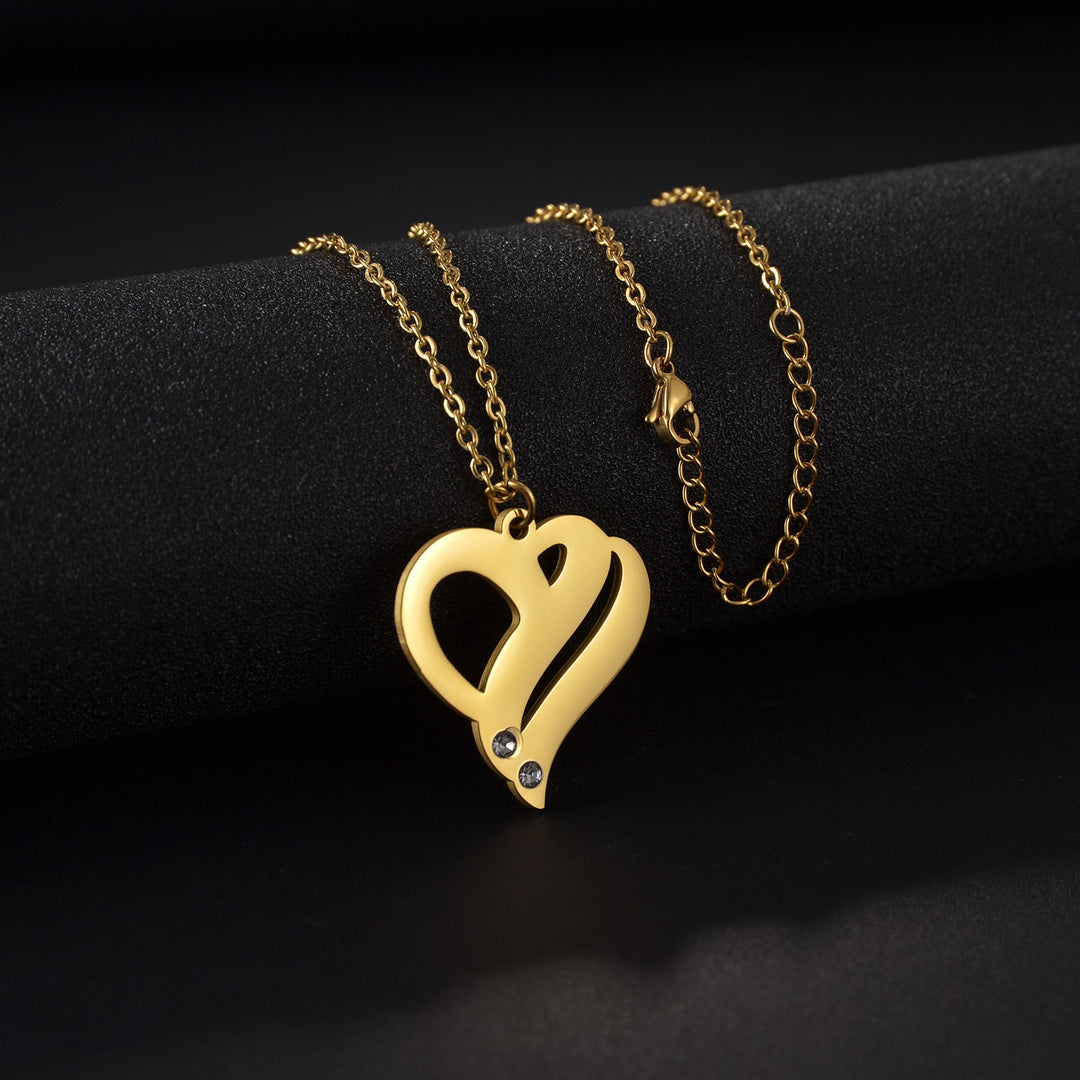 18k Gold Stainless Steel Heart - shaped Pendant Necklace For Women In Europe And America - Glow Goddess