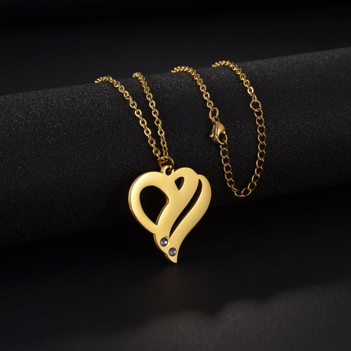 18k Gold Stainless Steel Heart - shaped Pendant Necklace For Women In Europe And America - Glow Goddess