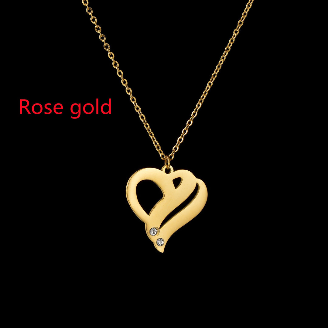 18k Gold Stainless Steel Heart - shaped Pendant Necklace For Women In Europe And America - Glow Goddess