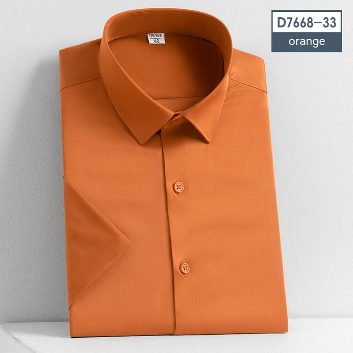 Non-Iron Short-Sleeved Stretch Shirt - Solid Color Men's Top