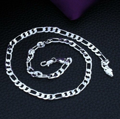 Men’s Figaro Chain Necklace in gold and silver, 4.5mm wide plated chain with classic Figaro link design