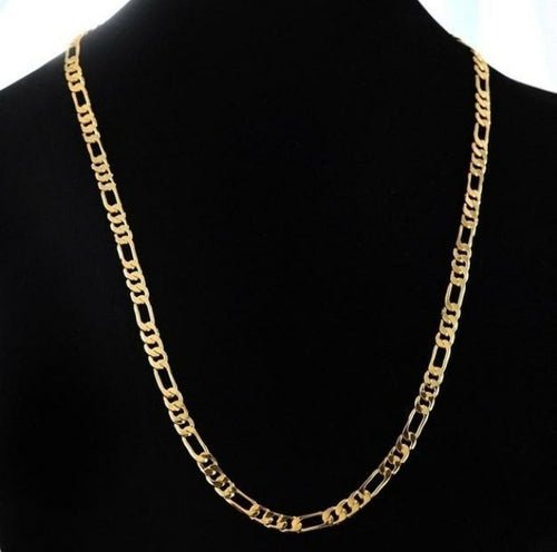 Men’s Figaro Chain Necklace in gold and silver, 4.5mm wide plated chain with classic Figaro link design