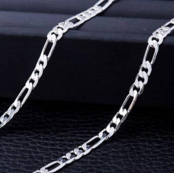Men’s Figaro Chain Necklace in gold and silver, 4.5mm wide plated chain with classic Figaro link design