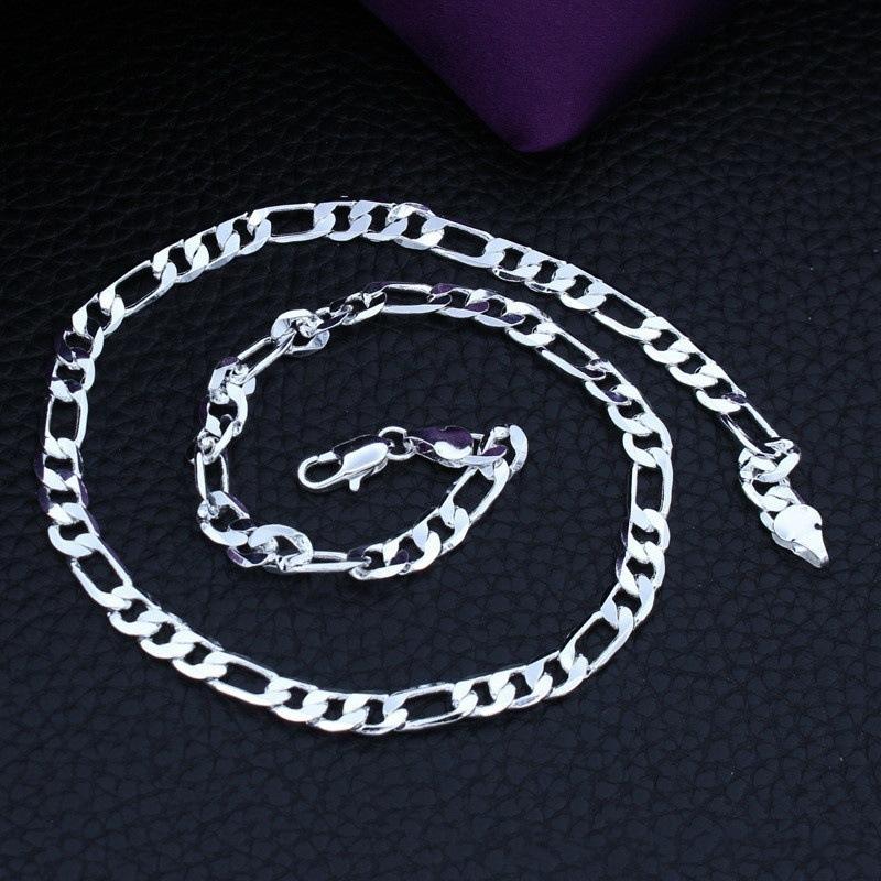 Men’s Figaro Chain Necklace in gold and silver, 4.5mm wide plated chain with classic Figaro link design