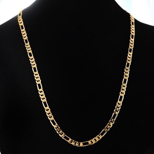 Men’s Figaro Chain Necklace in gold and silver, 4.5mm wide plated chain with classic Figaro link design