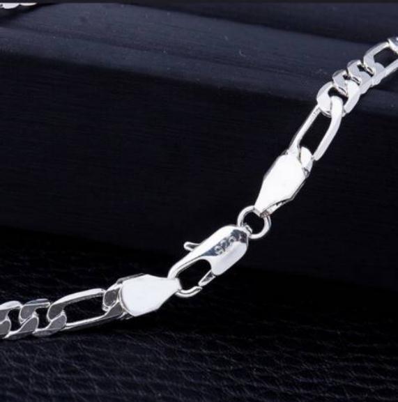 Men’s Figaro Chain Necklace in gold and silver, 4.5mm wide plated chain with classic Figaro link design