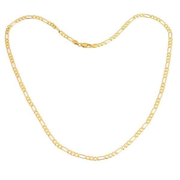 Men’s Figaro Chain Necklace in gold and silver, 4.5mm wide plated chain with classic Figaro link design