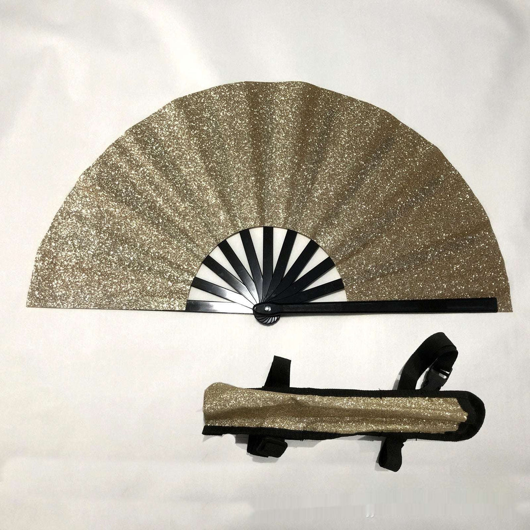 33cm Glitter Fan With Fan Bag - Glow Goddess