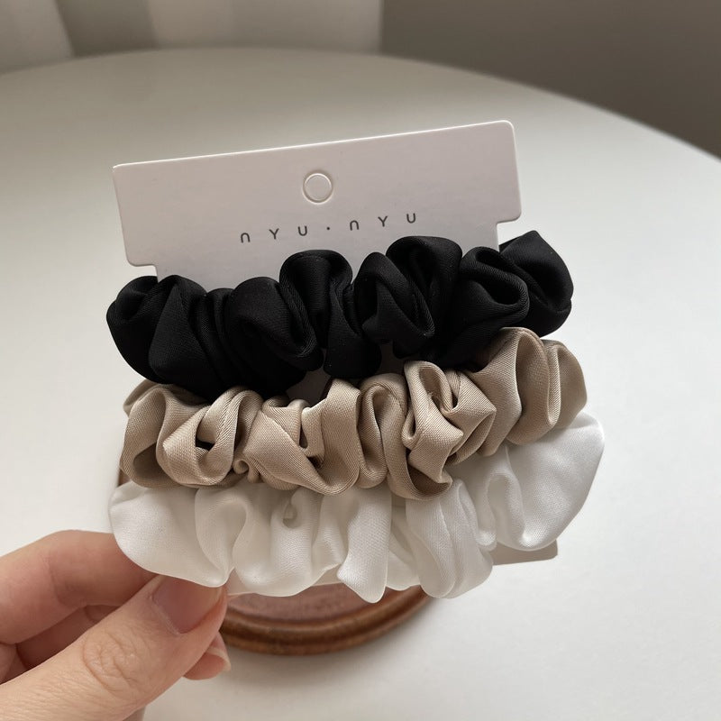 Elegant Silky Satin Simple French Hairtie
 Product information:
 
 Color: Type A black apricot White, type B coffee black and white, type C apricot Brown black, type D beige brown Black, Type E coffee beige