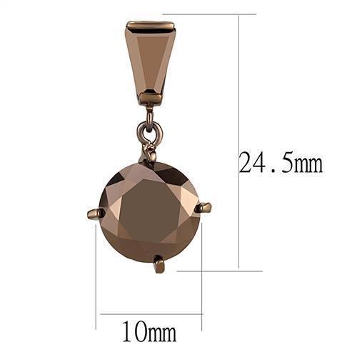 Women's IP Coffee Light Brass Earrings with AAA Grade Light Coffee CZ – Elegant Stud Style Jewelry