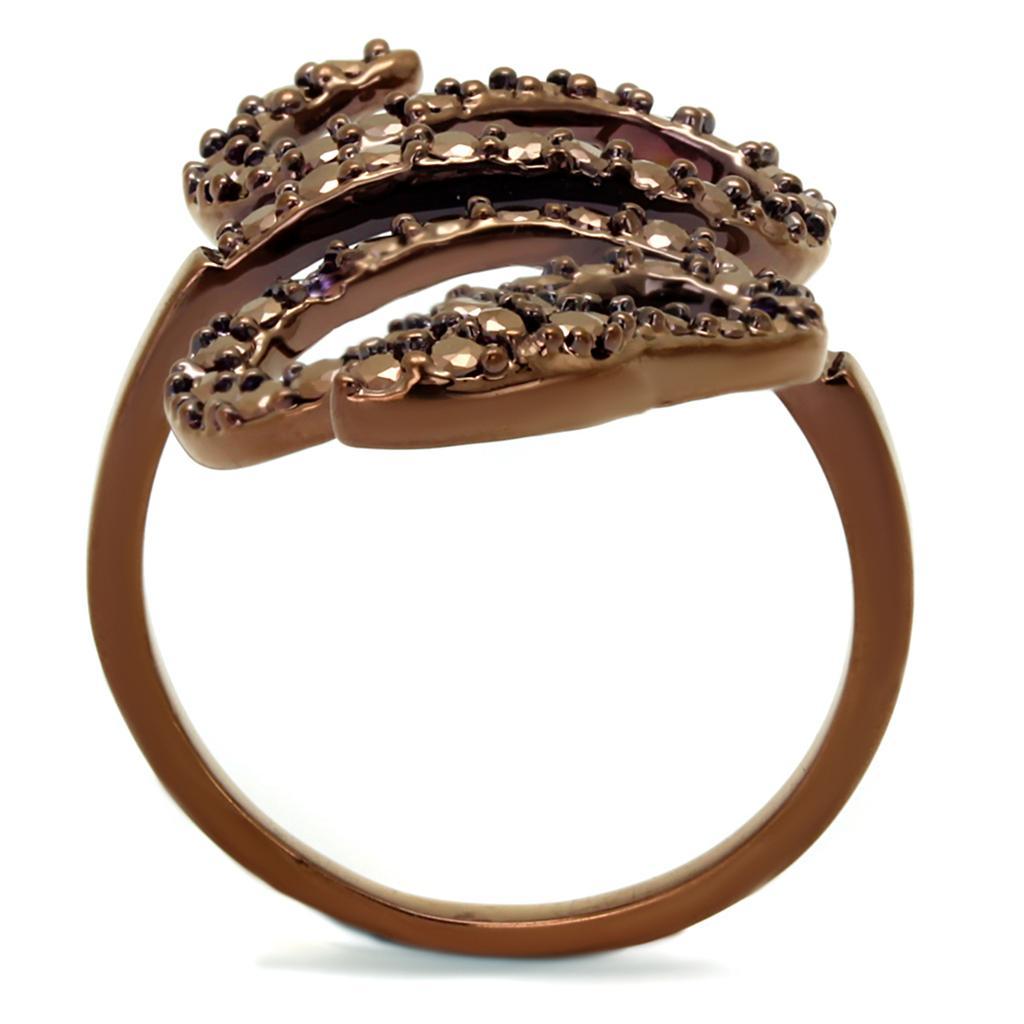 Women's IP Coffee Light Brass Ring with AAA Grade Light Coffee CZ – Elegant Statement Jewelry