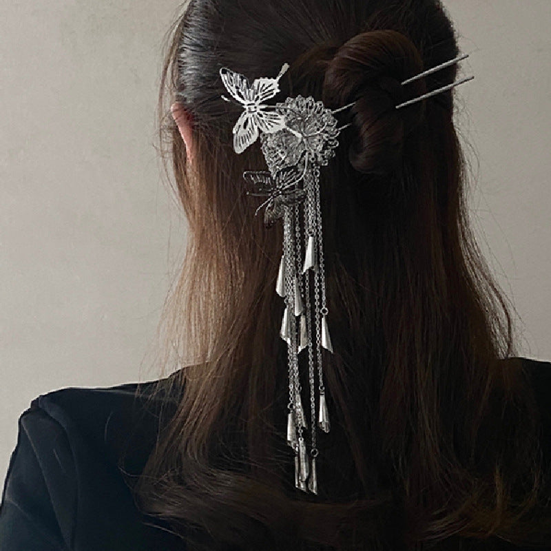 Antique Hairpin Silver Tassel Jewelry