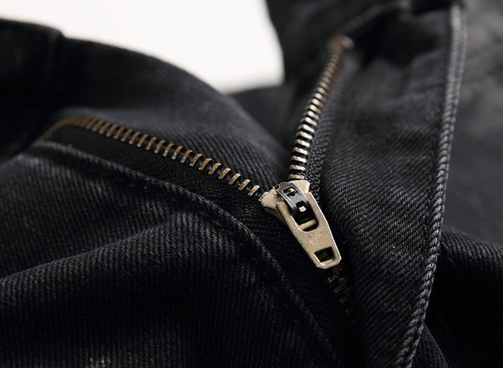 Ripped Black Jeans - Men's Plus Size Straight-Leg Denim for Autumn and Winter
