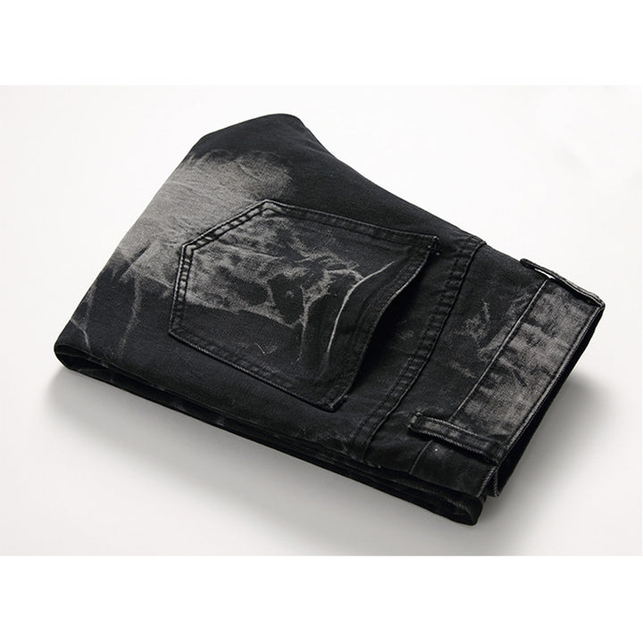 Ripped Black Jeans - Men's Plus Size Straight-Leg Denim for Autumn and Winter