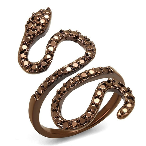 Women's IP Coffee Light Brass Ring with AAA Grade Light Coffee CZ – Elegant Statement Jewelry