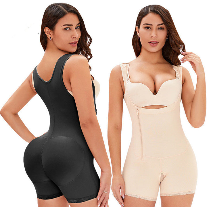 Zipper-breasted One-piece Abdomen And Hips Body Shaper