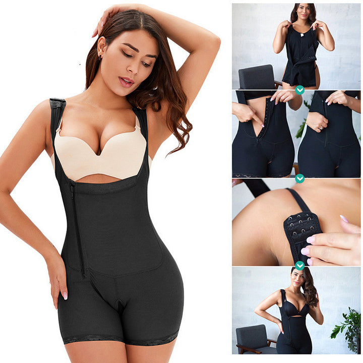 Zipper-breasted One-piece Abdomen And Hips Body Shaper