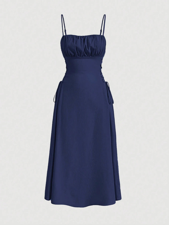 Spaghetti Straps Chest Wrap Waist-tight Long Dress