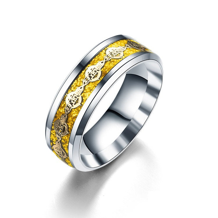 Couples Tungsten Steel Ring Color Opal Simple Jewelry