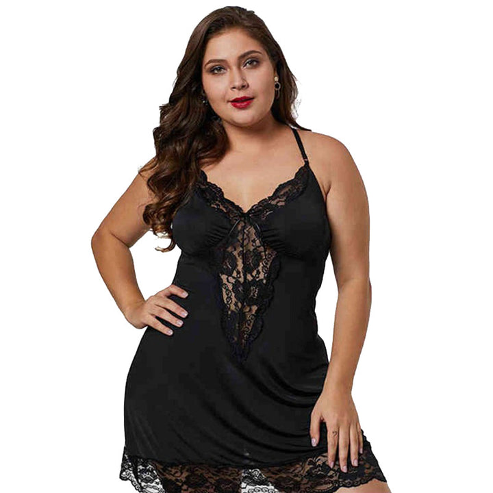 Deep V Lace Suspender Lace Nightdress