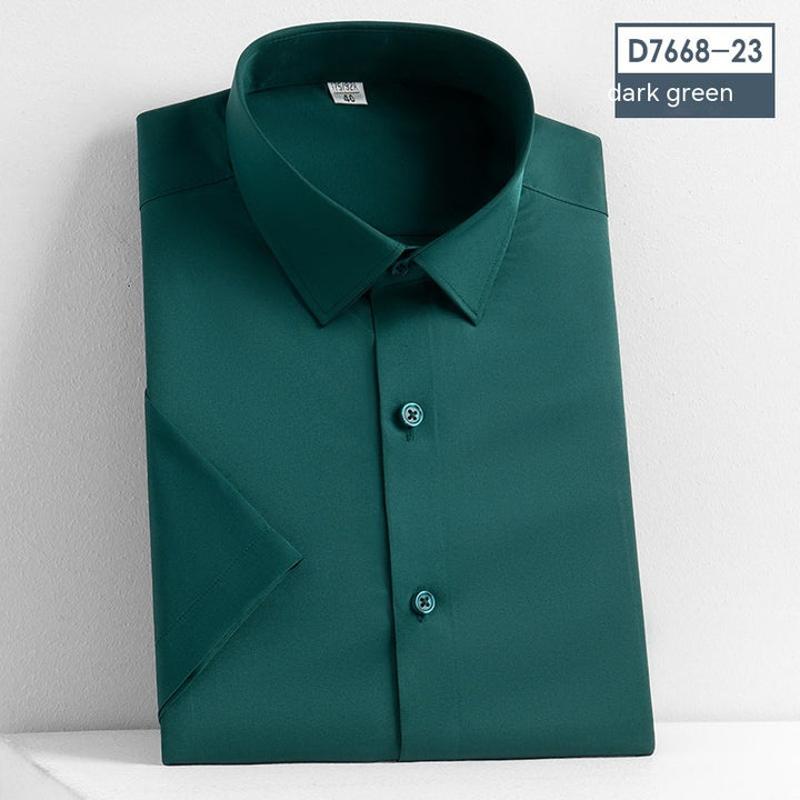 Non-Iron Short-Sleeved Stretch Shirt - Solid Color Men's Top