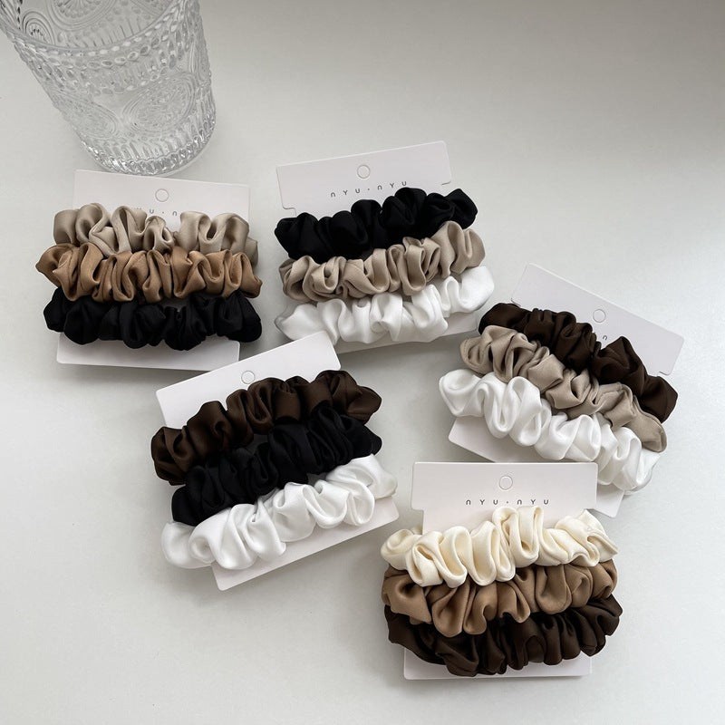 Elegant Silky Satin Simple French Hairtie
 Product information:
 
 Color: Type A black apricot White, type B coffee black and white, type C apricot Brown black, type D beige brown Black, Type E coffee beige