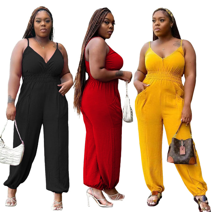 Women's Slip Cotton And Linen Jumpsuit