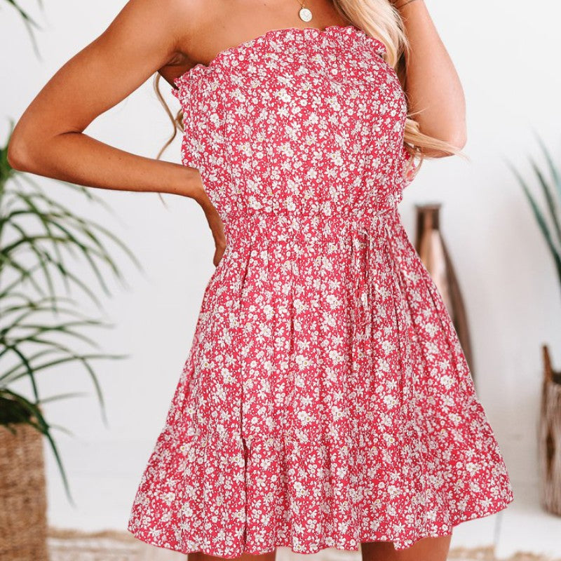 Flowers Tube Top Floral Dress