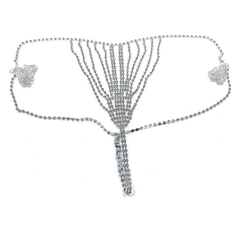 Woman Bikini Style Rhinestone Waist Chain Accessories