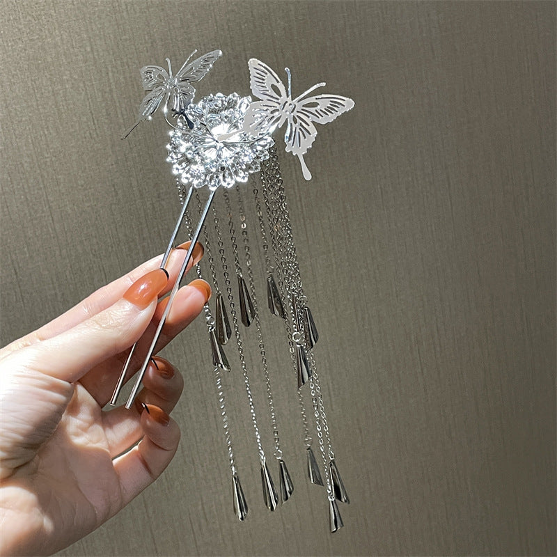 Antique Hairpin Silver Tassel Jewelry