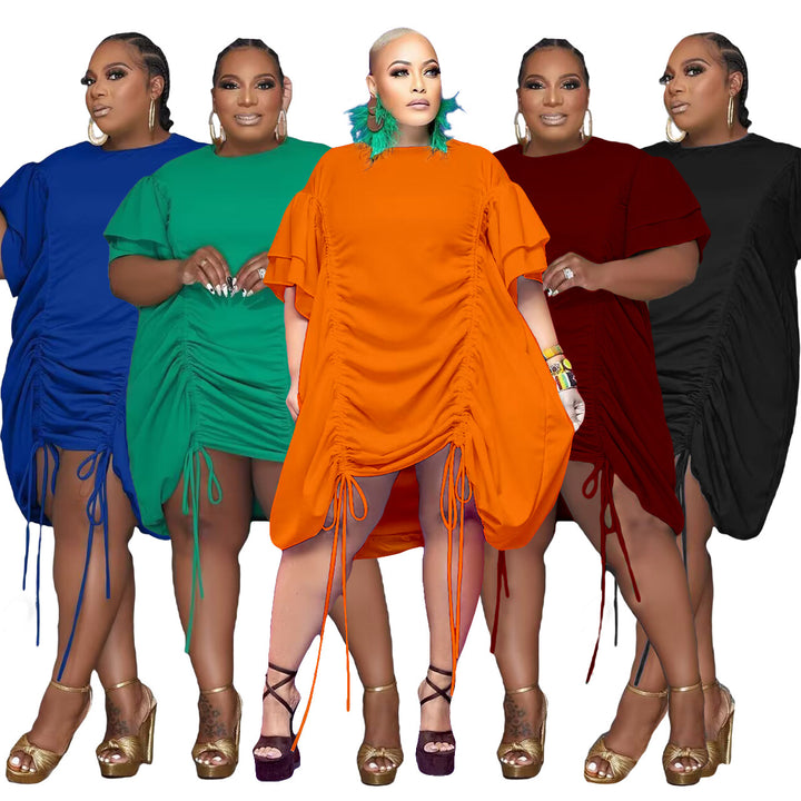 Women's Double Sleeve Drawstring Dress