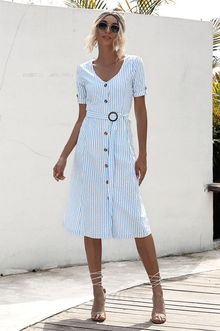 Lace-up button dress
